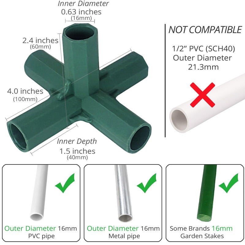 Gardeningwill 10Pcs 5 Way 16mm Elbow PVC Pipe Fitting Build Heavy Duty Greenhouse Frame Furniture Connectors Tent Connection - Image 2